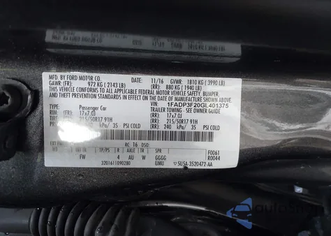 2016 Ford Focus Se z USA, uszkodzony, nr VIN 1FADP3F20GL401375